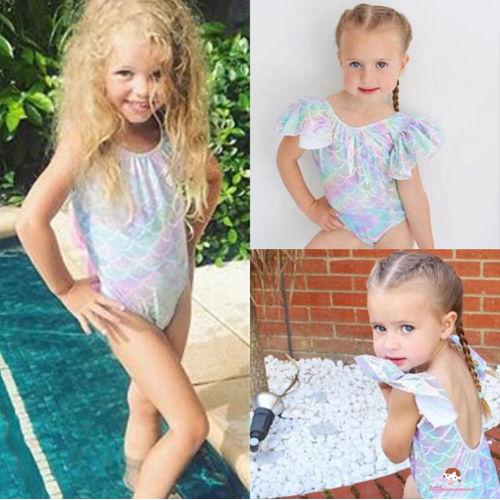 ❤XZQ-Kid Baby Girls Mermaid Leotard Swimwear Swimsuit Bikini Set Bathing Suit Costume New