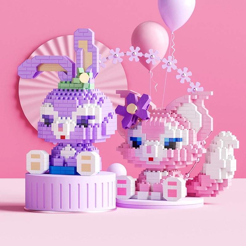 Disney với gạch Bộ mô hình lắp ráp hình động vật hoạt hình đáng yêu hiệu ứng 3D Lena Belle