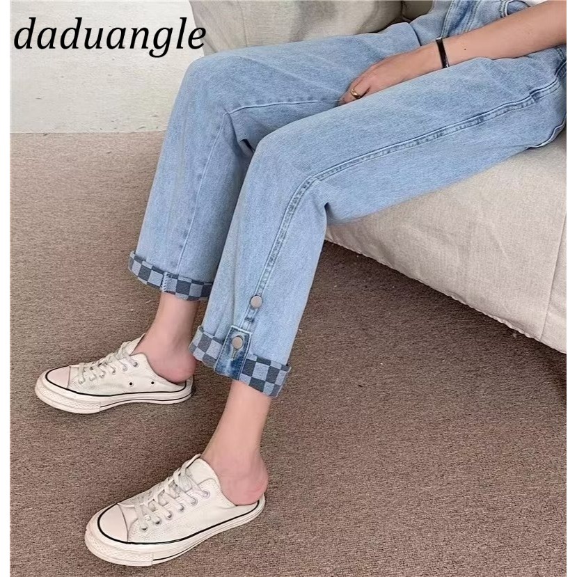 Quần jean Daduhey 9 tấc lưng cao phong cách thời trang thường ngày Hàn Quốc xinh xắn cho nữ