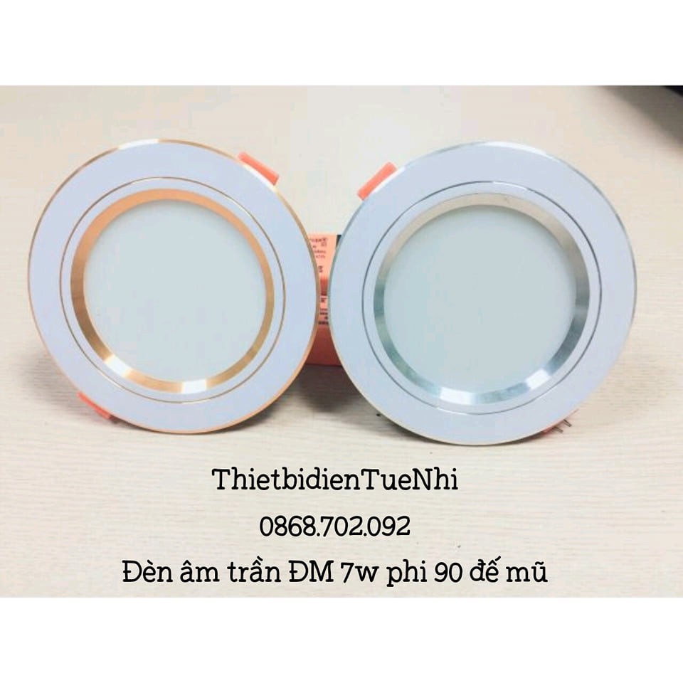 combo 10c Đèn Led âm trần đổi 3 màu,7w phi 90 viền vàng,viền bạc đế tản