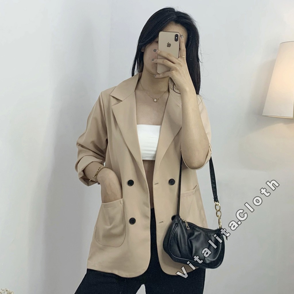 Áo Blazer trơn ULZZANG Style phong cách Hàn Quốc trẻ trung - lên form đẹp - MIX đồ xinh