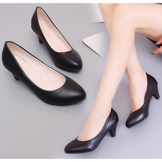 Giày Cao Gót Nữ Mũi Nhọn Bằng Da Kích Thước 5Cm