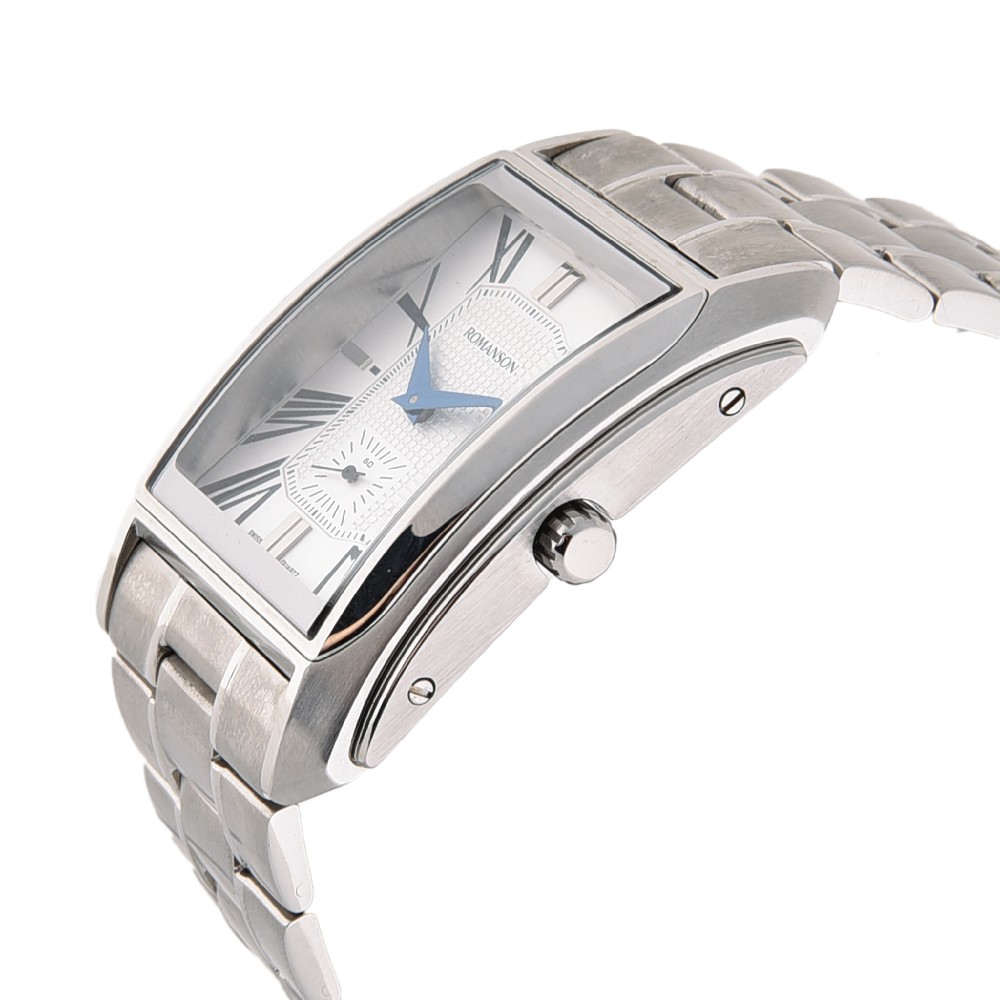 Đồng hồ Romanson Men Watch TM2629JMWWH nam mặt chữ nhật, máy Thụy Sĩ, kính chống xước, dây thép cao cấp chính hãng