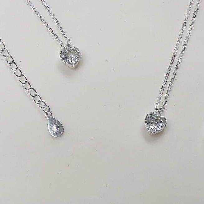 Dây chuyền bạc Dây sợi mảnh giọt nước và trái tim nhỏ 6li Van Jewelry V10761
