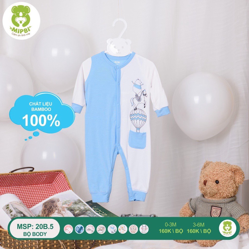 MIPBI Bộ body dài tay chất sợi tre mềm mại cho bé sơ sinh Bộ áo liền quần chất sợi tre cho bé sơ sinh