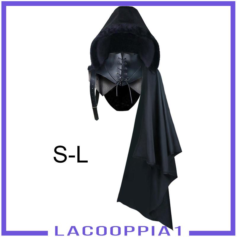 [Lacooppia1] Áo Choàng Đen Có Mũ Trùm Và Dây Đai Phong Cách Punk Gothic Halloween Unisex