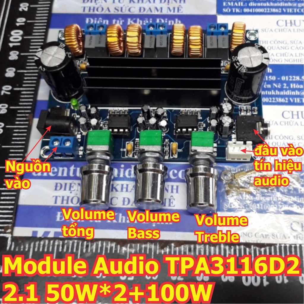 Module khuếch đại Audio 2.1 2x50W+100W TPA3116D2 class D, Bass riêng kde5236