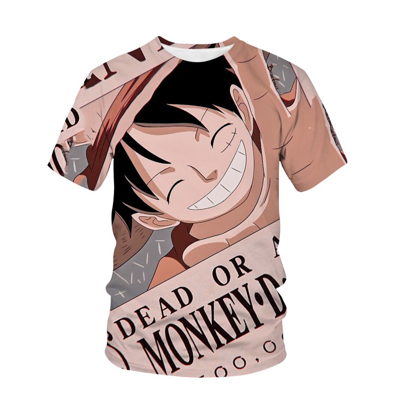 Áo Thun Tay Ngắn Cổ Tròn In Hình Luffy Trong One Piece Thời Trang Mùa Hè Cho Nam Và Nữ