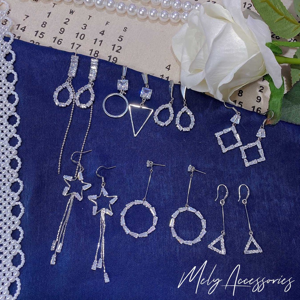 BÔNG TAI NỮ ĐÍNH ĐÁ PHA LÊ SANG TRỌNG HÌNH GIỌT NƯỚC , TIM , NGÔI SAO , TRÒN , TỨ GIÁC , TAM GIÁC 1345