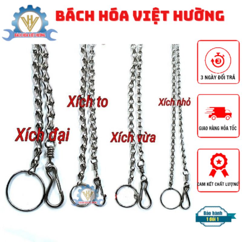 Bộ Xích chó, mèo bằng inox 304 chống gỉ 4 size đủ kích thước bền bỉ, chắc chắn (bộ xích gồm 1 dây xích và 1 vòng cổ)