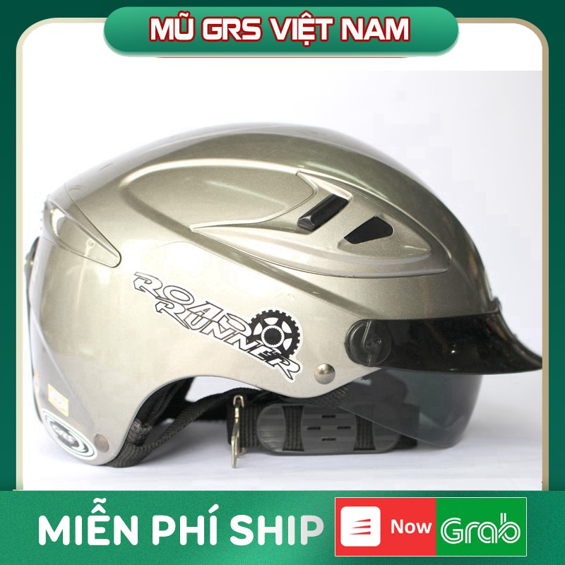 Mũ GRS A966T dấu kính (Đen nhám) - Mũ nửa đầu kính ẩn đa năng