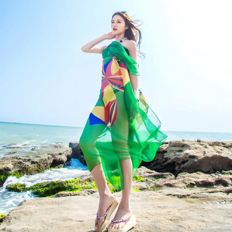 Khăn choàng vải chiffon có thể quấn làm váy che bikini đi biển | BigBuy360 - bigbuy360.vn