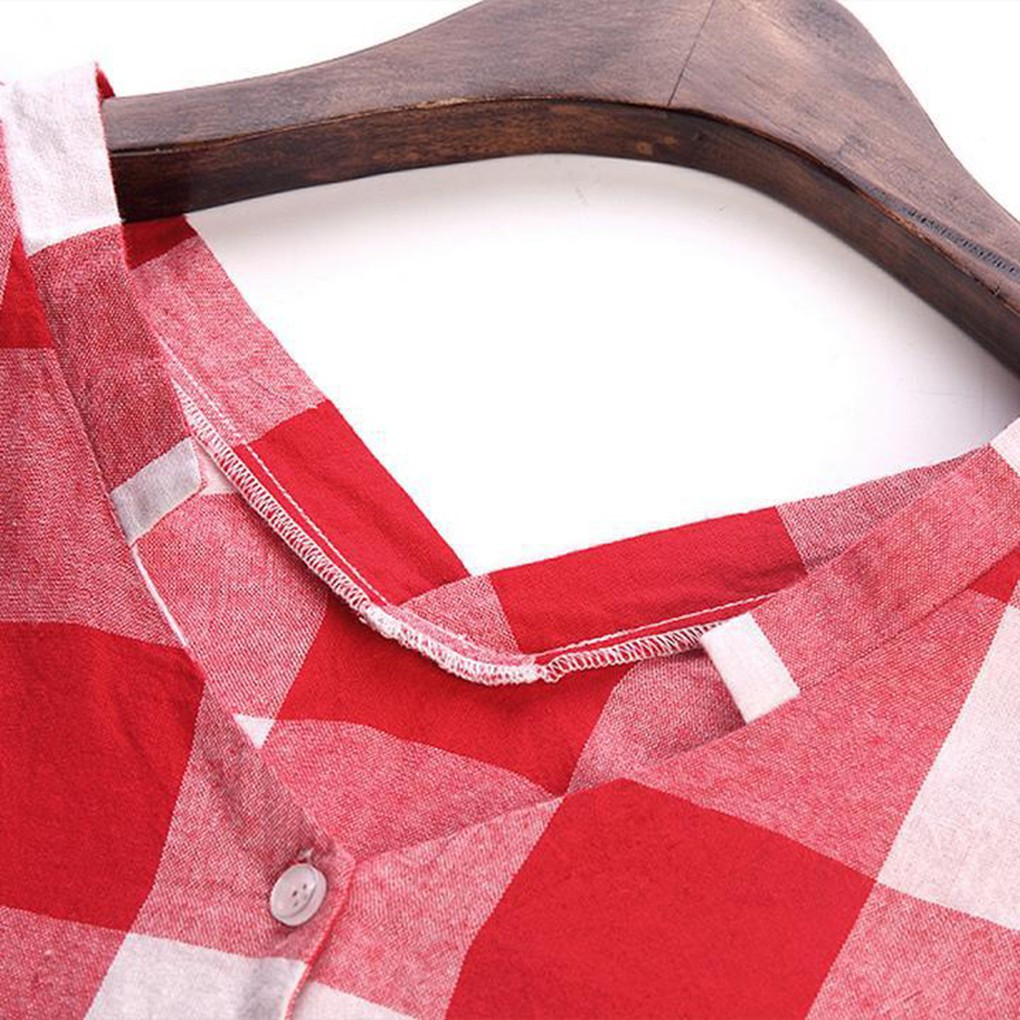 Plaid shirt women tops and blouses linen blouse plus size
