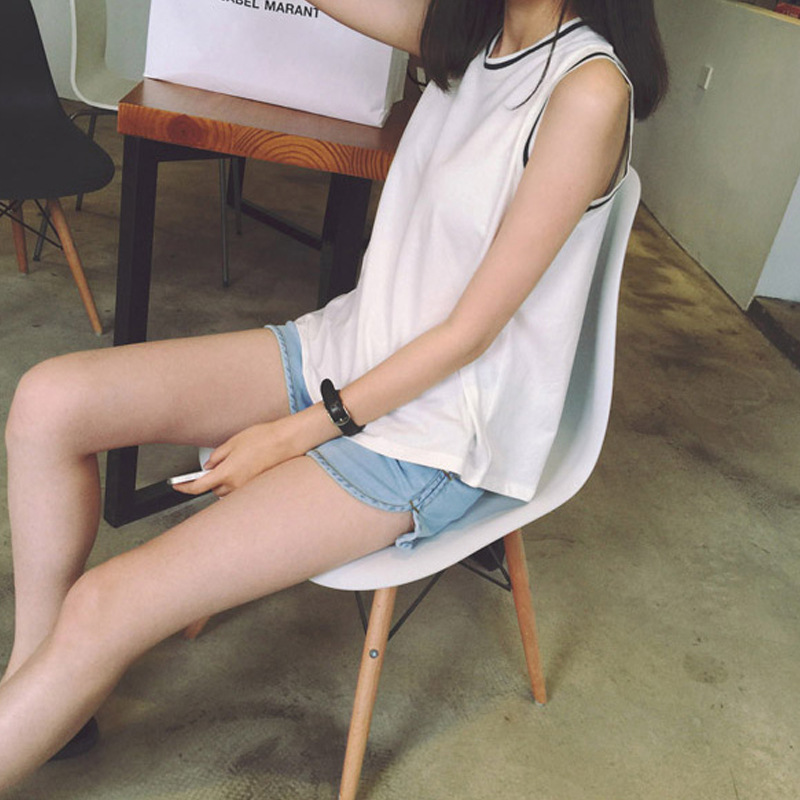Áo Thun Thể Thao Sát Nách Cổ Tròn Dáng Rộng Màu Trơn Cá Tính