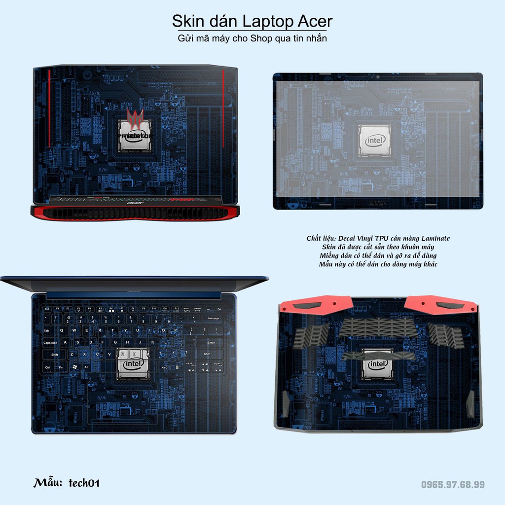 Skin dán Laptop Acer in hình Công nghệ (inbox mã máy cho Shop)