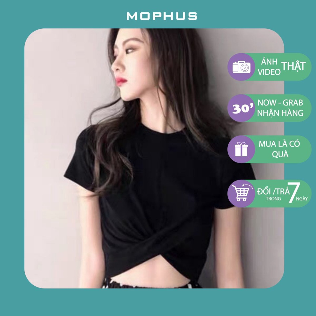 Áo croptop nữ xoắn bụng, kiểu crotop vải co dãn cao cấp Mophus MC001 | BigBuy360 - bigbuy360.vn