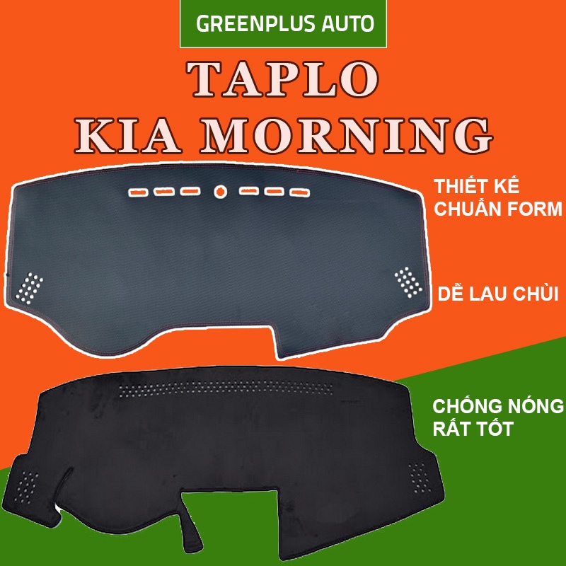 Thảm taplo KIA MORNING bằng Da Cacbon hoặc nhung lông Cừu 3 lớp
