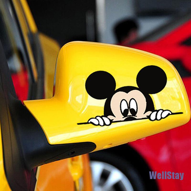 1 Sticker Dán Kính Chiếu Hậu Hình Chuột Mickey Đáng Yêu 14x8cm