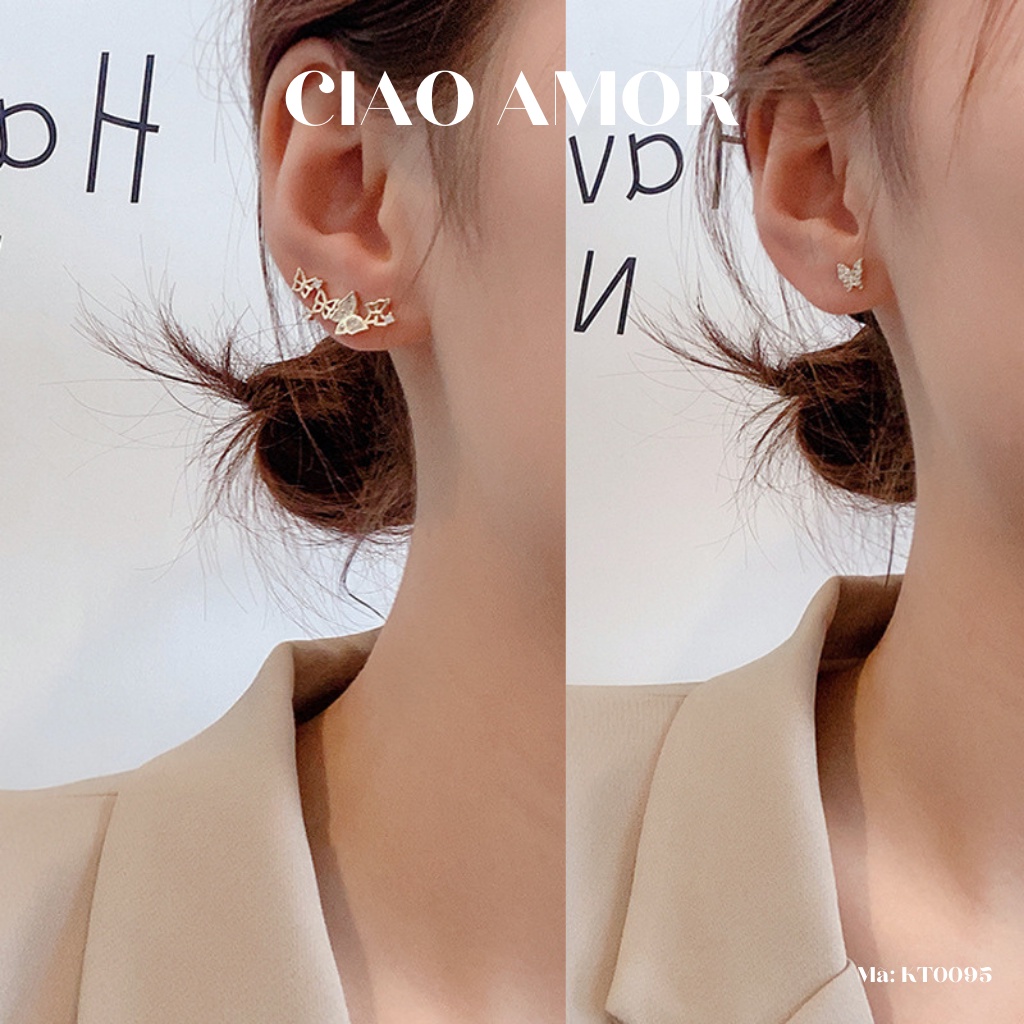 Khuyên tai nữ, bông tai cánh 2 bên khác Trang sức Ciao Amor - KT0095