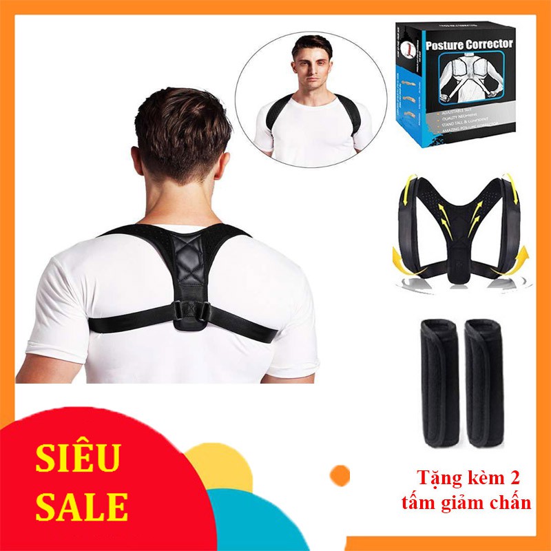 Đai Chống Gù Lưng POSTURE CORRECTOR đóng hộp cao cấp, Đai Chống Gù [Tặng kèm 2 tấm trợ lực]