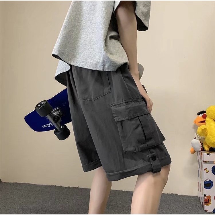 Quần Short Màu Trơn Nhiều Túi Phong Cách Hip Hop Thời Trang Mùa Hè Cho Nam