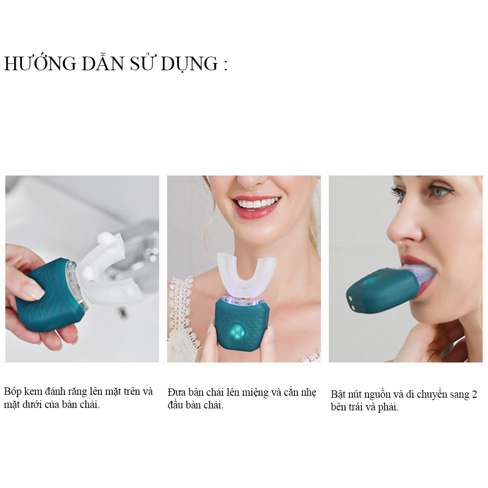 Bàn chải đánh răng tự động thế hệ mới chữ U, rung siêu âm 360 độ làm trắng và massage răng miệng .Bảo hành 24 tháng.