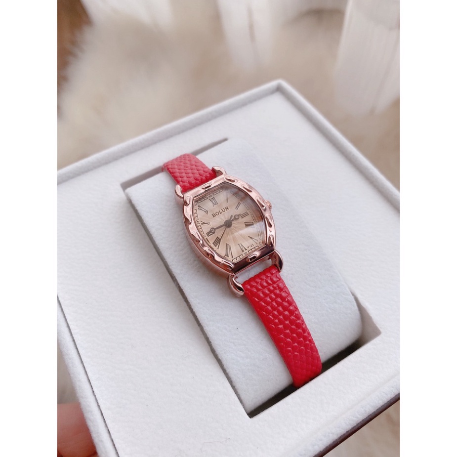 [Siêu hot] Đồng hồ nữ Bolun dây da Fullbox Mặt chữ nhật đính đá siêu xinh size 22mm. Đồng hồ thời trang giá rẻ | BigBuy360 - bigbuy360.vn