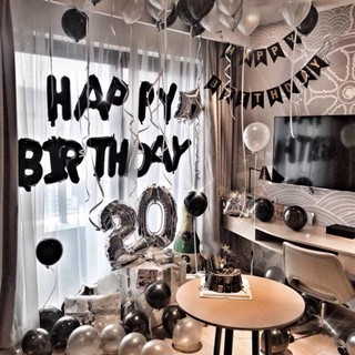 Combo sinh nhật+ rèm kim tuyến+ bóng chữ happybirthday + bóng châu quang