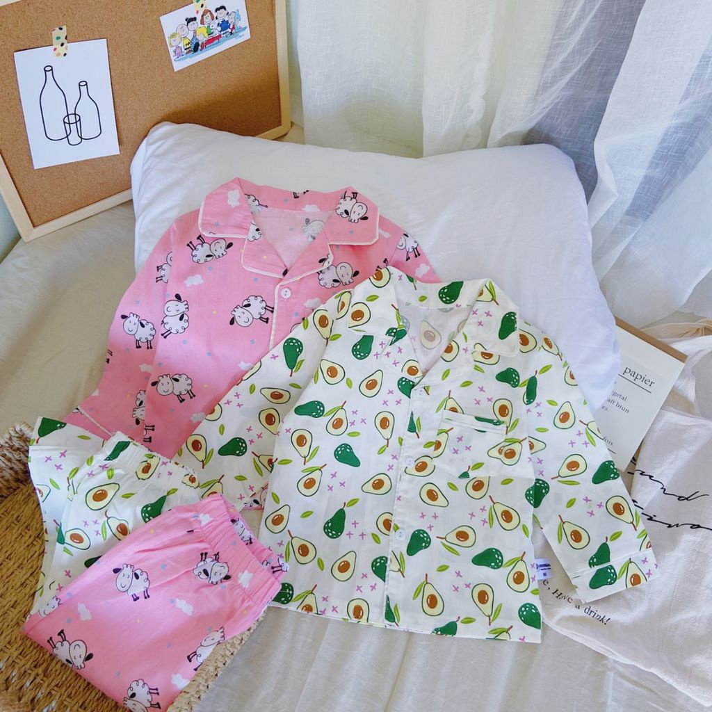 Bộ đồ ngủ dài tay Pyjama họa tiết cho bé gái BR20017