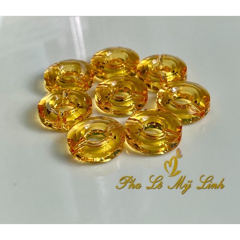 2 viên pha lê Swarovski 12,5mm vòng tròn xỏ thẳng