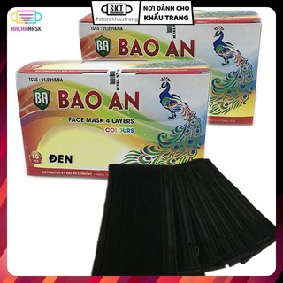 🔥free ship hcm🔥 bộ 2 hộp khẩu trang y tế bảo an màu đen - khẩu trang than hoạt tính 4 lớp chất lượng vải dày