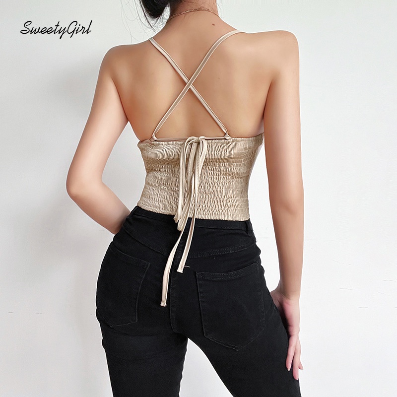 Áo Hai Dây Vải Satin Màu Trơn Thời Trang 2022 Quyến Rũ Cho Nữ