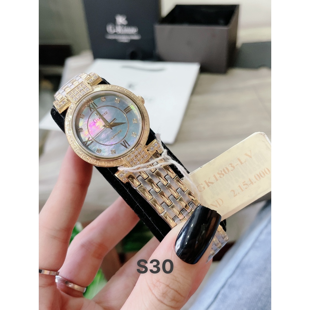 Đồng Hồ Nữ G-Kinze GK1803L Dây Thép Mặt Đính Đá, Máy Pin , Kính Sapphire , Size 30mm