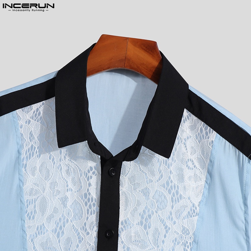 Incerun Áo Sơ Mi Lưới Cá Không Tay Cài Nút Phong Cách Retro Dân Gian Cho Nam