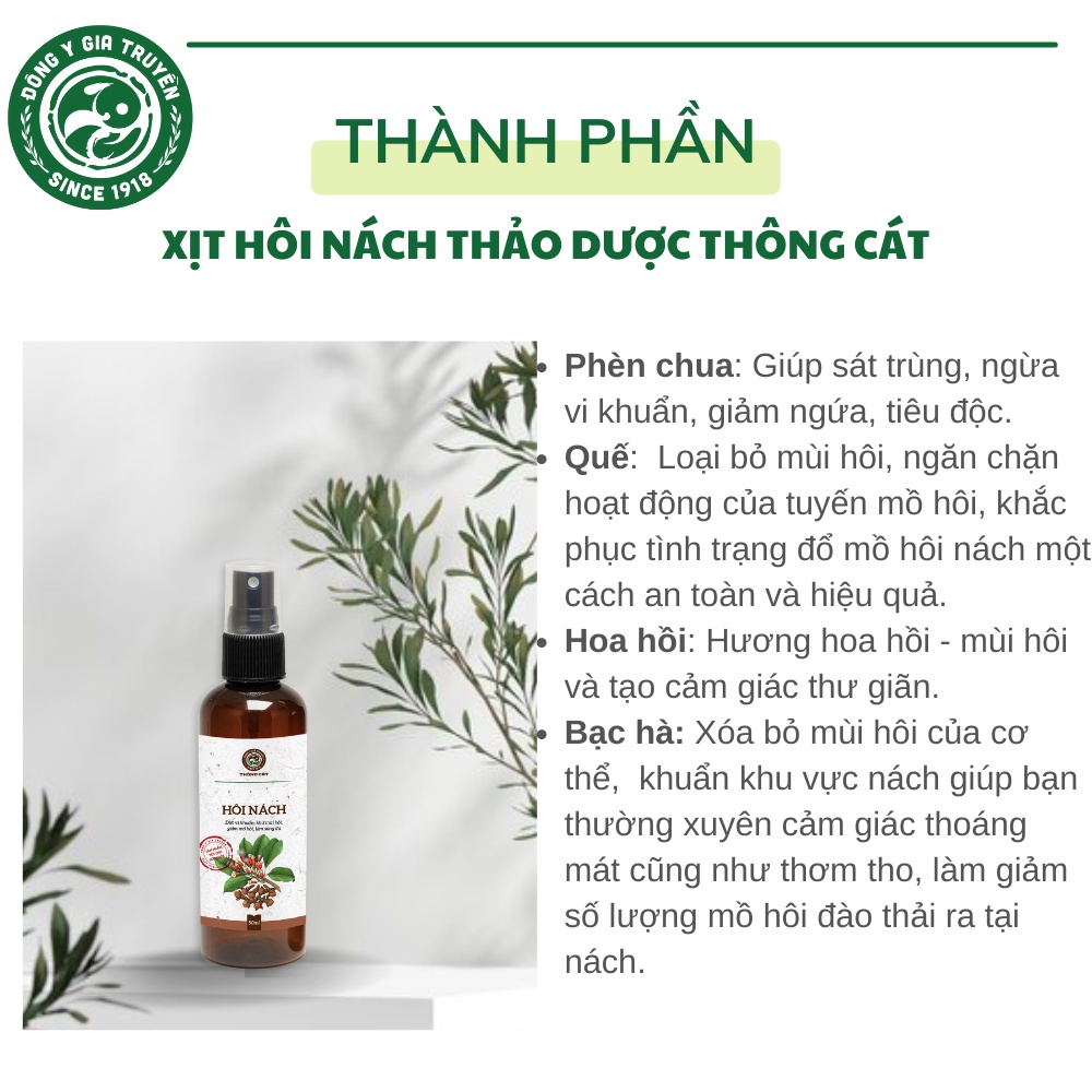 Xịt Nách Đông y gia truyền Thông Cát(Since 1918)- làm sáng da nách, ngăn mùi hôi nách hiệu quả ngay lần đầu sử dụng