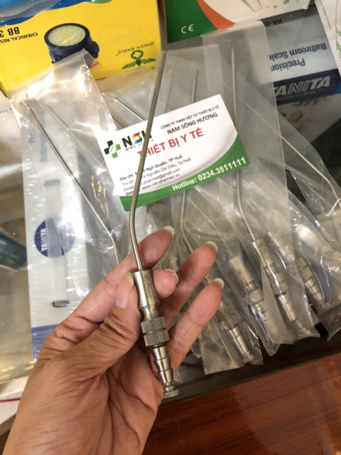 Ống hút dịch,tai mũi họng inox ,hút dịch xoang mũi - ống hút phẫu thuật kim loại thanh quản tai mũi họng số 8