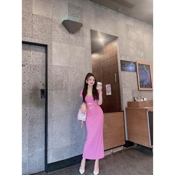 Váy body cut eo khuy tròn