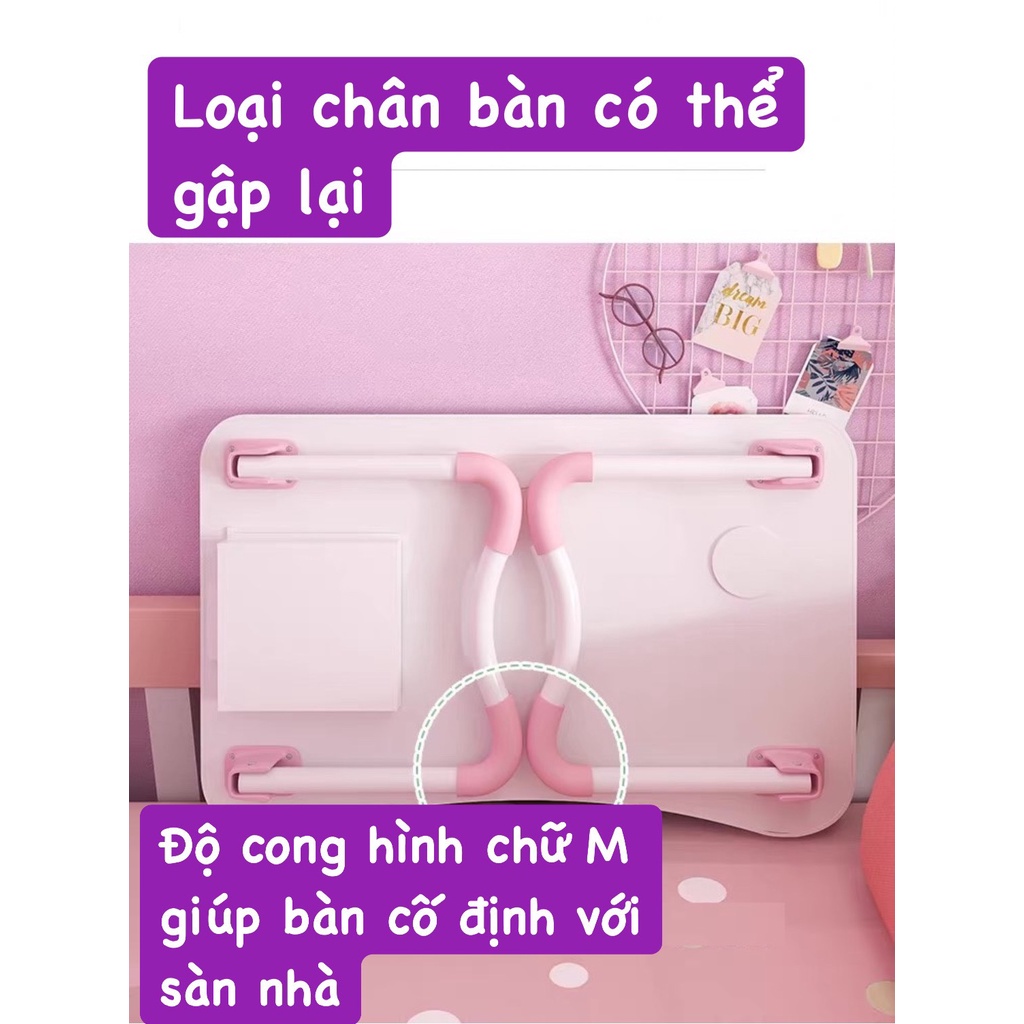 Bàn học gấp gọn - Bàn học thông minh cao cấp có khe cắm ipad, hộc bàn, chỗ để cốc nước dễ thương cho bé có hình thật | BigBuy360 - bigbuy360.vn