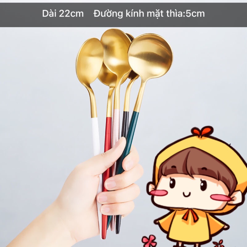 Thìa Vàng Sang Chảnh Hàn Quốc Chất Lượng Cao Loại To.