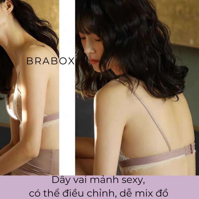 Áo lót nữ đệm mỏng, áo ngực ren mút liền thông hơi BRA34 BRABOX