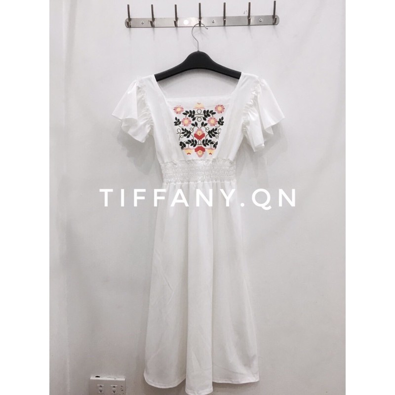 Váy dài qua đầu gối, cổ tích siêu tiên, váy hoa chuông nhỏ kiểu Pháp, tình yêu đầu tiên váy trắng ngọt ngào | BigBuy360 - bigbuy360.vn