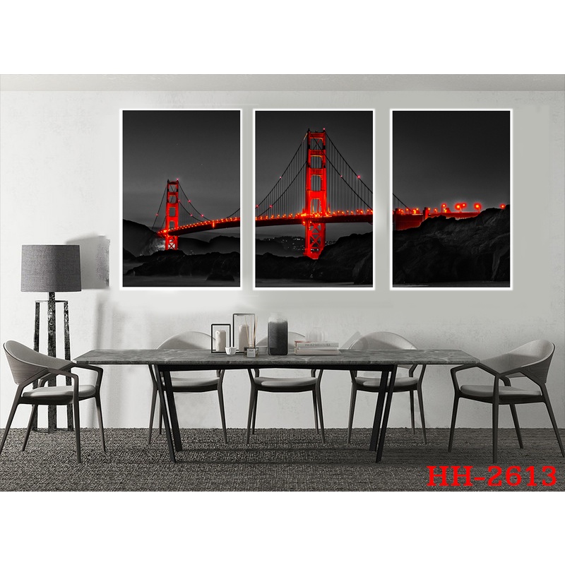 Tranh treo tường canvas 3 ( Zise 40 x 60 cm x 3 tấm ), trang trí phòng khách, phòng ngủ, phòng ăn, tặng kèm đinh 3 chân