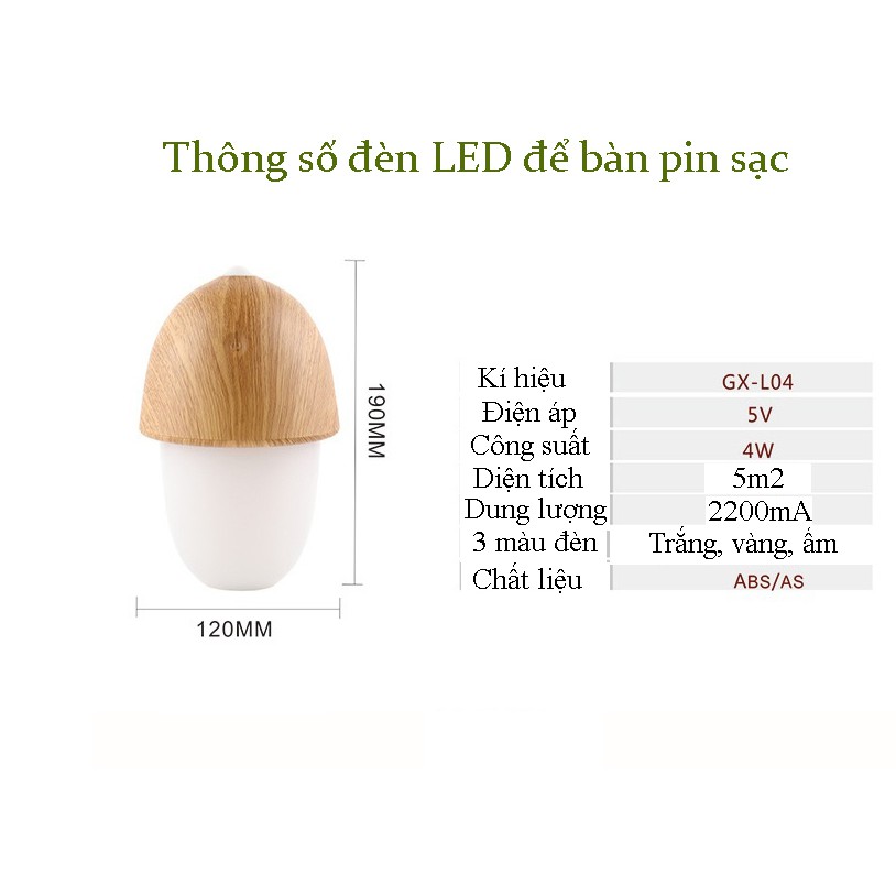 Đèn để bàn tích điện cảm ứng chạm điều khiển nhiều mức sáng, đọc sách, đen