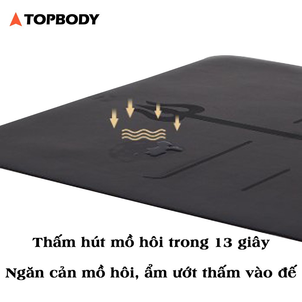 Thảm Tập Yoga PU Cao Su Định Tuyến Cao Cấp, Thấm Hút Mồ Hôi, Chống Trơn Trượt TOPBODY