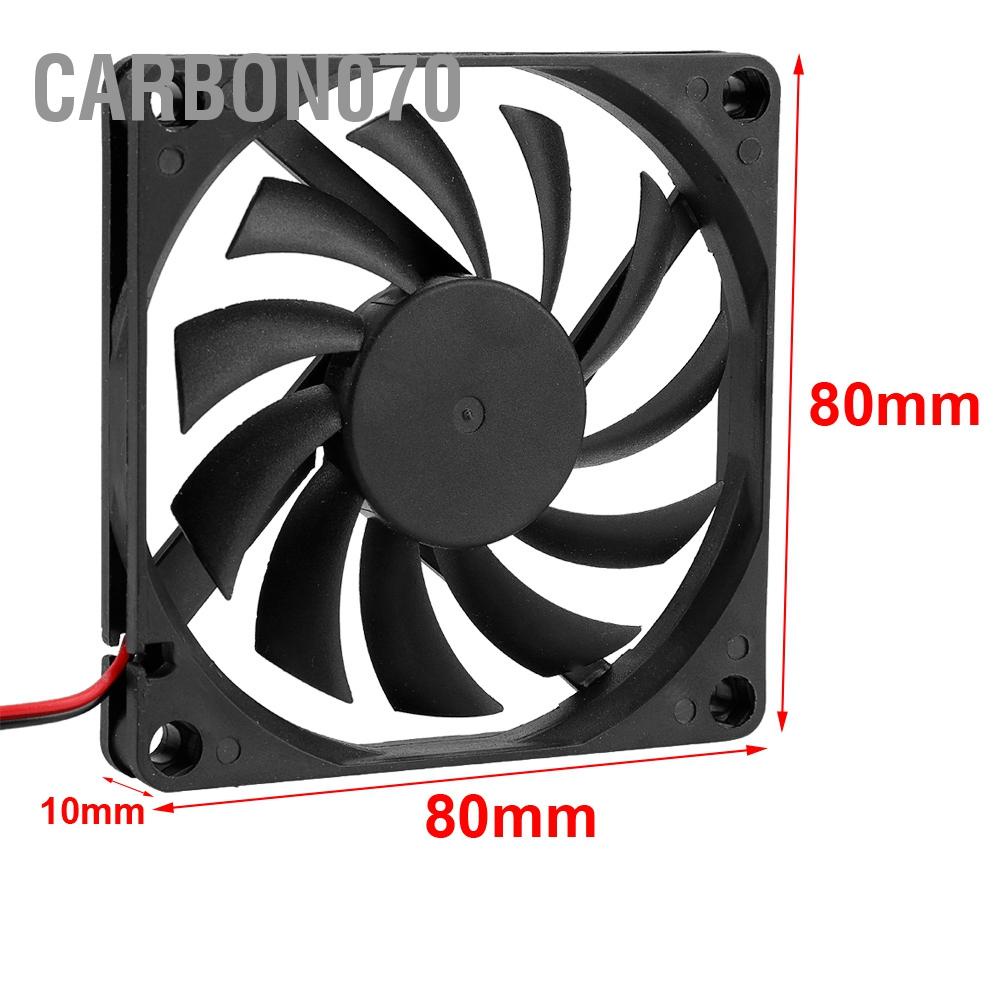Set 2 Quạt Tản Nhiệt 8cm 12V Bằng Sợi Carbon Không Gây Tiếng Ồn Màu Đen Cho CPU / Máy Tính / Máy Tính