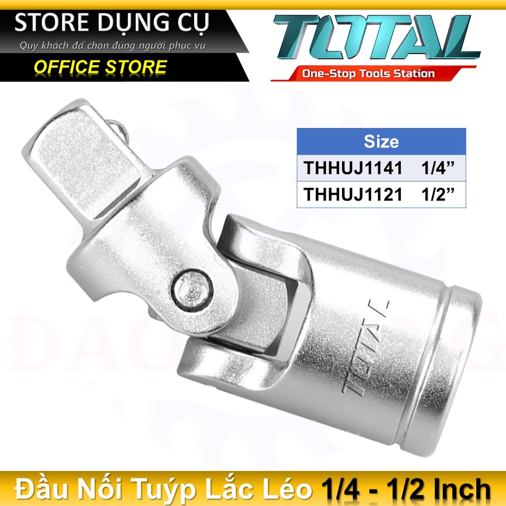 Đầu nối lắc léo TOTAL 1/2-1/4 inch nối đầu tuýp chất liệu 50BV30, mạ crôm và chịu nhiệt THHUJ1141 THHUJ1121