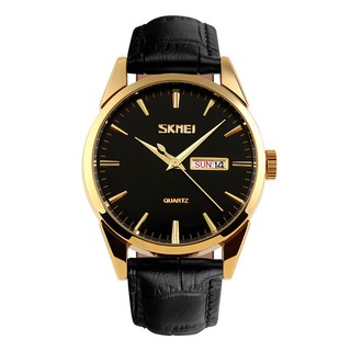 Đồng Hồ Nam Skmei 9073 dây da cao cấp (Có 4 Màu: Vàng Đen, Vàng Trắng, Trắng Đen, Trắng)