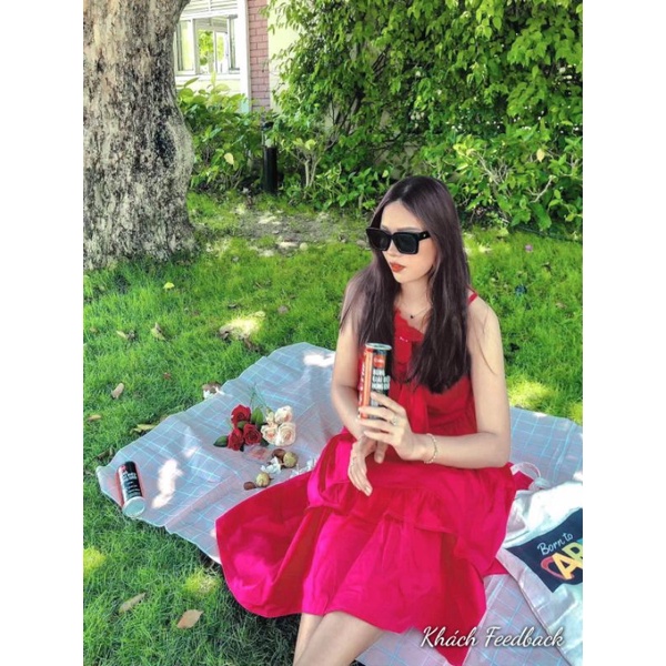 [CÓ ẢNH THẬT KHÁCH MẶC PHÍA SAU] ĐẦM BABYDOLL XÒE PHỐI NƠ HAI MÀU XANH HỒNG VẢI MỊN SIÊU XINH