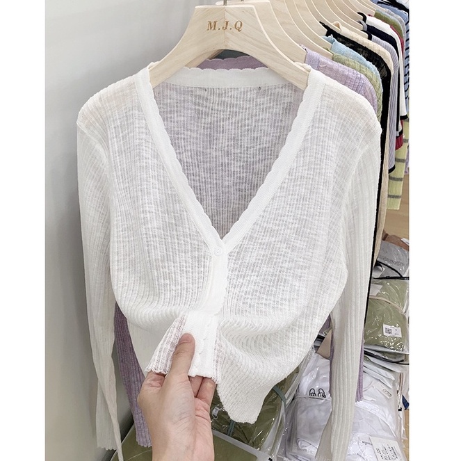 NUZIRO  Áo khoác cardigan dệt kim  tay dài chống nắng phong cách hàn quốc cho nữ