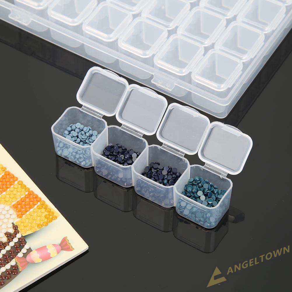 AN 28 Lattices Transparent Container Diamond Painting Accessories Storage Box